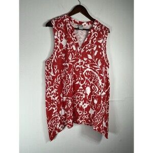 Chicos Blouse Damask Red Sleeveless 3 Xl